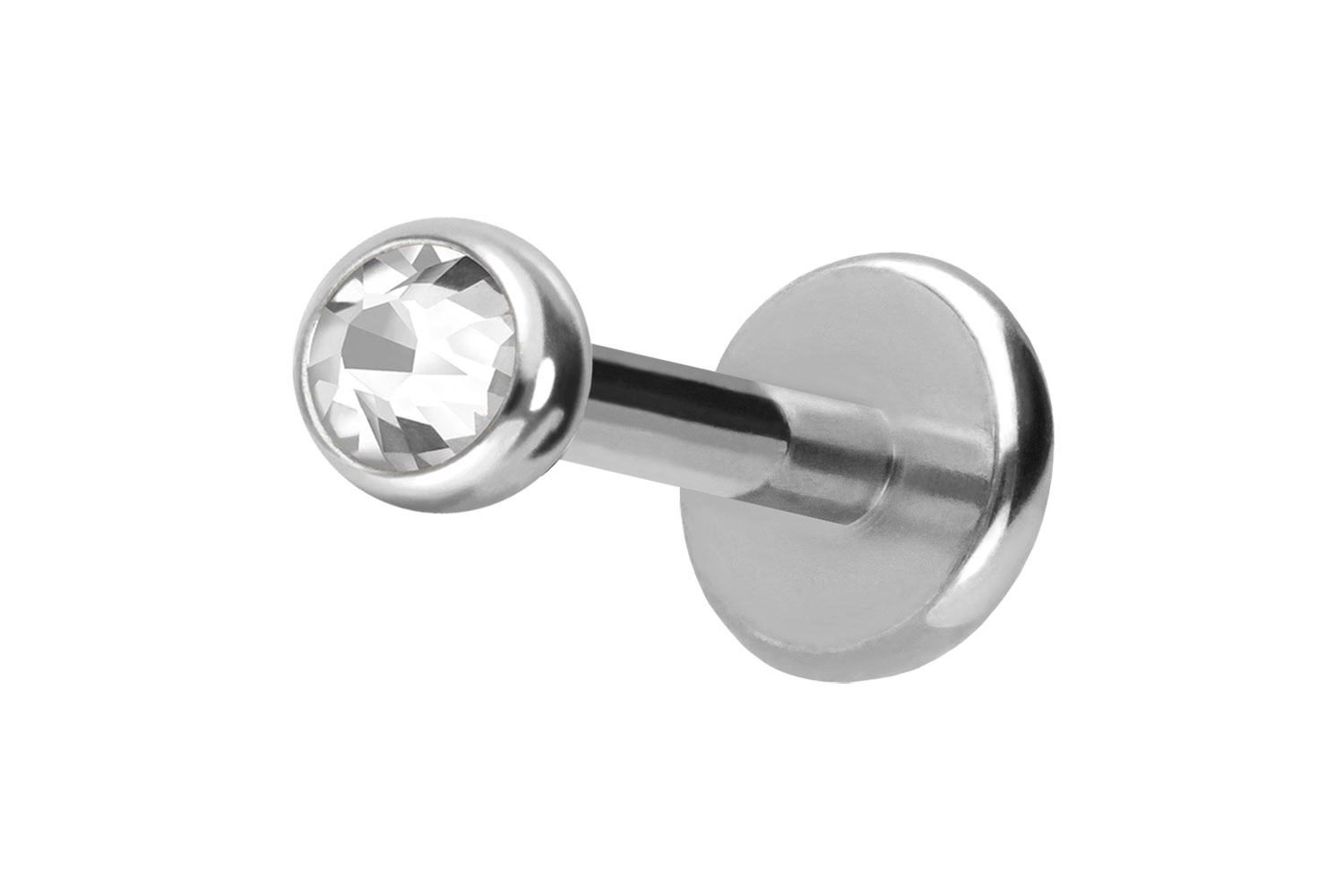 Titan Labret Piercing mit Push Fit KRISTALL